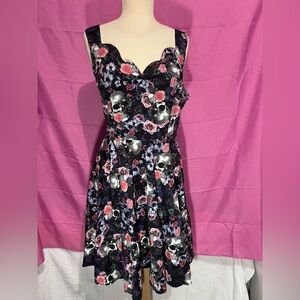 Hell Bunny Black Floral Skull Mini Dress